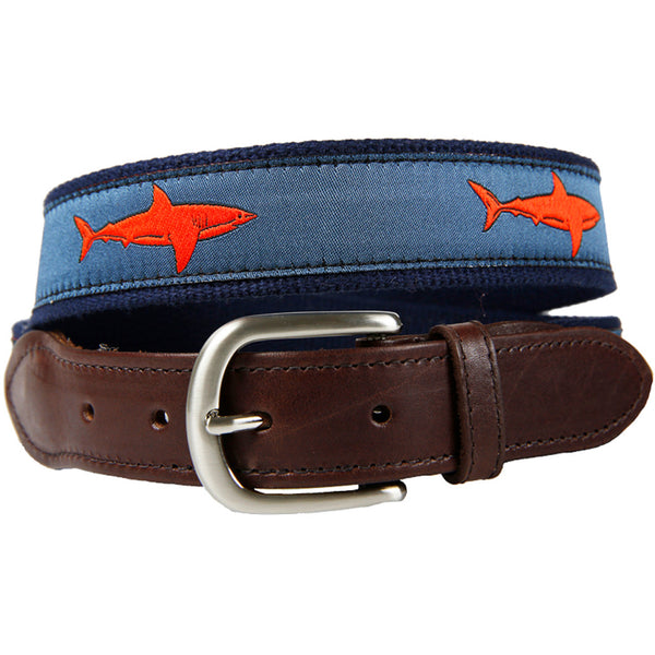 Belted Cow Freshwater Fish & Flies Leather Tab Belt 38