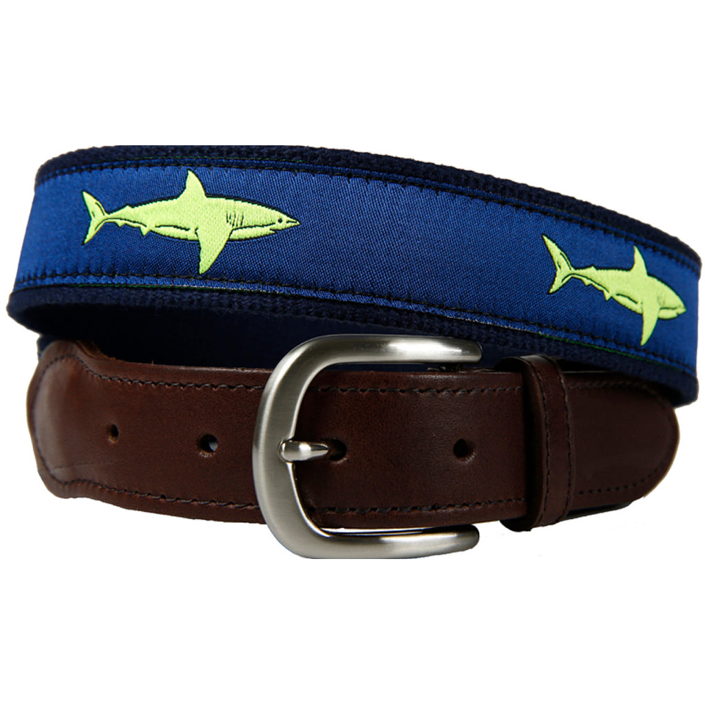 Freshwater Fish & Flies Leather Tab Belt by Belted Cow Company